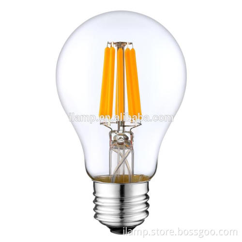 8w A19 ul edison style dimmable filament led bulb, A60 sapphire e27 led filament light, AC220V ceramic led filament bulb